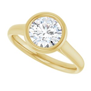 14K Yellow Gold 7 mm Round Bezel-Set Solitaire Engagement Ring. 122939:226:P