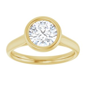 14K Yellow Gold 7 mm Round Bezel-Set Solitaire Engagement Ring. 122939:226:P