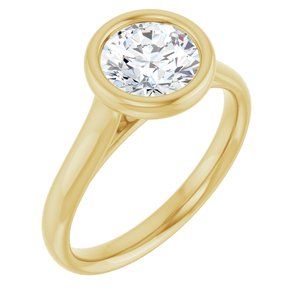 14K Yellow Gold 7 mm Round Bezel-Set Solitaire Engagement Ring. 122939:226:P