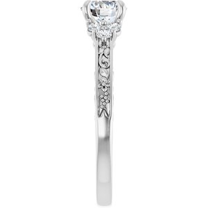 14K White Gold 5.8 mm Round 1/5 CTW Diamond Accented Sculptural Engagement Ring. 123444:604:P