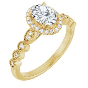 14K Yellow Gold 7x5 mm Oval Halo-Style Engagement Ring. 123385:361:P