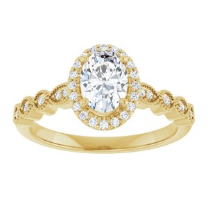 14K Yellow Gold 7x5 mm Oval Halo-Style Engagement Ring. 123385:361:P