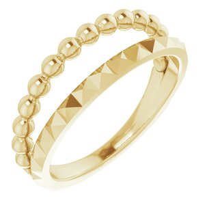 14K Yellow Gold Beaded & Geometric Stacked Ring