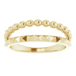 14K Yellow Gold Beaded & Geometric Stacked Ring