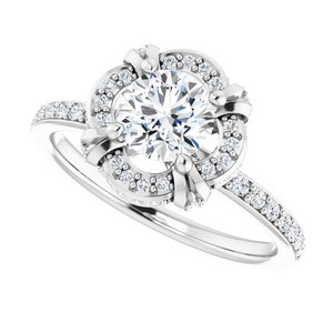 14K White Gold 5.8 mm Round 1/4 CTW Diamond Hidden Halo-Style Accented Engagement Ring. 123494:600:P