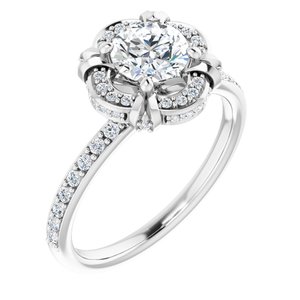 14K White Gold 5.8 mm Round 1/4 CTW Diamond Hidden Halo-Style Accented Engagement Ring. 123494:600:P