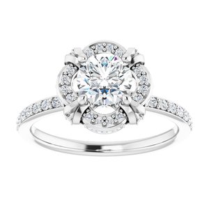 14K White Gold 5.8 mm Round 1/4 CTW Diamond Hidden Halo-Style Accented Engagement Ring. 123494:600:P