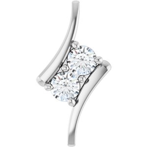 14K White Gold 1/2 CTW Diamond Two-Stone Pendant