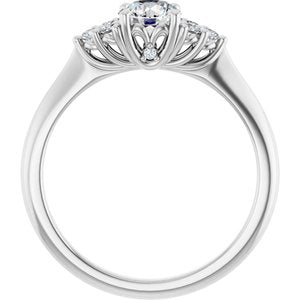 14K White Gold 5.2 mm Round 1/8 CTW Diamond Accented Engagement Ring. 123461:60000:P