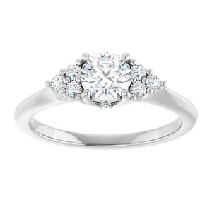 14K White Gold 5.2 mm Round 1/8 CTW Diamond Accented Engagement Ring. 123461:60000:P