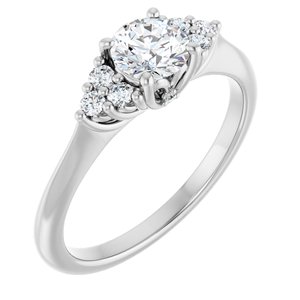 14K White Gold 5.2 mm Round 1/8 CTW Diamond Accented Engagement Ring. 123461:60000:P