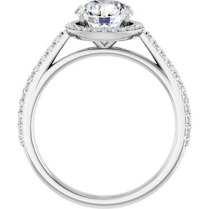 14K White Gold 7.4 mm Halo-Style Accented Engagement Ring. 121987:457:P