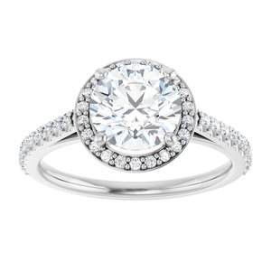 14K White Gold 7.4 mm Halo-Style Engagement Ring. 121987:457:P