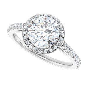 14K White Gold 7.4 mm Halo-Style Accented Engagement Ring. 121987:457:P