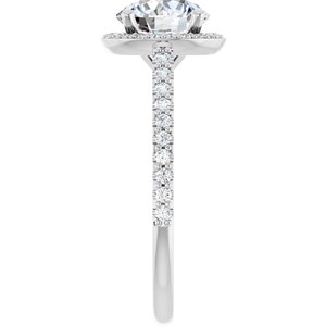 14K White Gold 7.4 mm Halo-Style Accented Engagement Ring. 121987:457:P