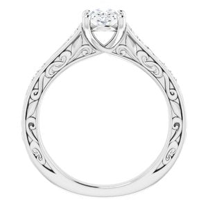 14K White Gold 7x5 mm Oval .06 CTW Diamond Accented Sculptural Engagement Ring. 123321:620:P