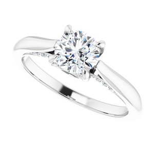 14K White Gold 5.8 mm Round .08 CTW Diamond Hidden Halo-Style Engagement Ring. 123552:604:P
