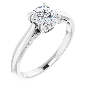 14K White Gold 5.8 mm Round .08 CTW Diamond Hidden Halo-Style Engagement Ring. 123552:604:P