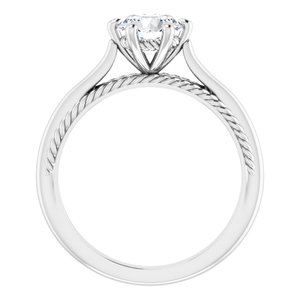 14K White Gold 6.5 mm Round Solitaire Engagement Ring. 124368:100:P