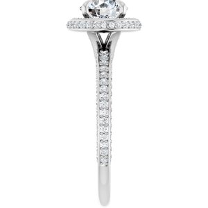14K White Gold  6.5 mm Round Hidden Halo-Style Accented Engagement Ring. 123271:189:P