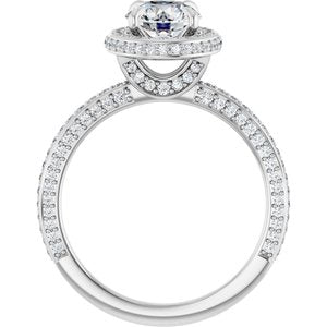 14K White Gold  6.5 mm Round Hidden Halo-Style Accented Engagement Ring. 123271:189:P