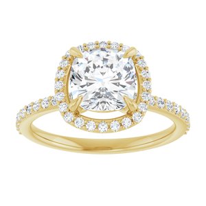 14K Yellow Gold 7 mm Cushion Halo-Style Engagement Ring. 123333:511:P