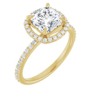 14K Yellow Gold 7 mm Cushion Halo-Style Engagement Ring. 123333:511:P