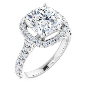 14K White Gold 9x9 mm Cushion 3/4 CTW Diamond Halo-Style Accented Engagement Ring. 122804:1416:P