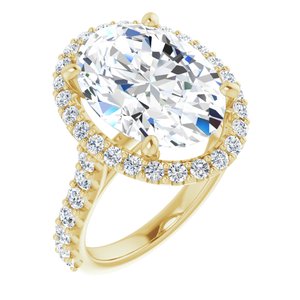 14K Yellow Gold 15x11 mm Oval 1 CTW Diamond Halo-Style Accented Engagement Ring. 122804:LG1398:P