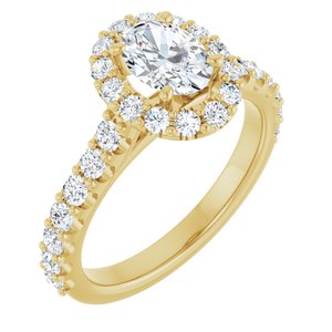 14K Yellow Gold Oval 1 1/2 CTW Diamond Halo-Style Accented Engagement Ring. 122804:LG6094:P