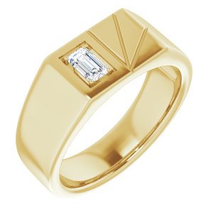 14K Yellow Gold 5x3 mm Emerald Men's Ring. 9848:511:P