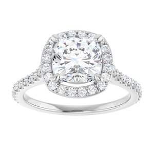 14K White Gold 7 mm Cushion Halo-Style Engagement Ring. 122870:615:P