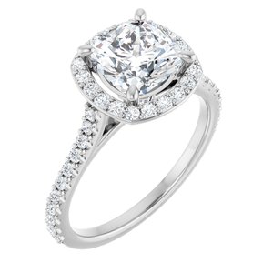 14K White Gold 7 mm Cushion Halo-Style Engagement Ring. 122870:615:P