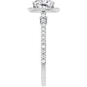 14K White Gold 7 mm Cushion Halo-Style Accented Engagement Ring. 122870:615:P