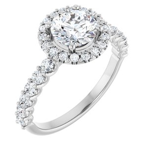 14K White Gold 6.5 mm Round 1/2 CTW Diamond Halo-Style Accented Engagement Ring. 123562:6012:P