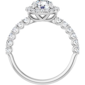 14K White Gold 6.5 mm Round 1/2 CTW Diamond Halo-Style Accented Engagement Ring. 123562:6012:P