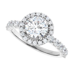14K White Gold 6.5 mm Round 1/2 CTW Diamond Halo-Style Accented Engagement Ring. 123562:6012:P