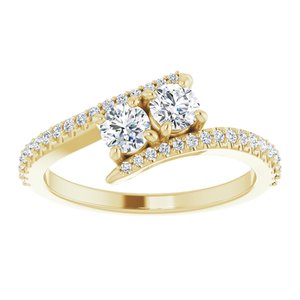 14K Yellow Gold 3.75 mm Round Two-Stone Accented Engagement Ring. 123077:166:P