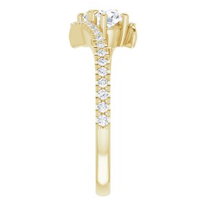 14K Yellow Gold 3.75 mm Round Two-Stone Accented Engagement Ring. 123077:166:P