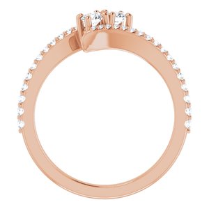 14K Rose Gold 3 mm Round Two-Stone Accented Engagement Ring. 123077:103:P