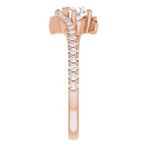 14K Rose Gold 3.8 mm Round Two-Stone Accented Engagement Ring. 123077:179:P