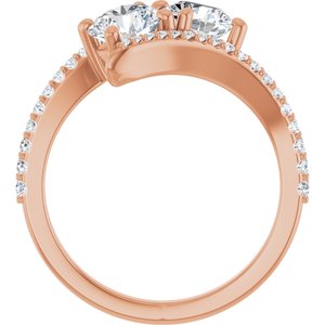 14K Rose Gold 5.8 mm Round Two-Stone Accented Engagement Ring. 123077:269:P