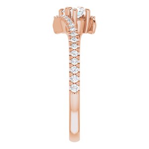 14K Rose Gold 3 mm Round Two-Stone Accented Engagement Ring. 123077:103:P