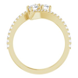 14K Yellow Gold 3.75 mm Round Two-Stone Accented Engagement Ring. 123077:166:P