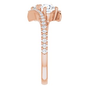 14K Rose Gold 4.8 mm Round Two-Stone Accented Engagement Ring. 123077:224:P