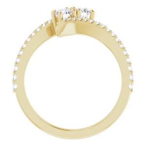 14K Yellow Gold 3.4 mm Round Two-Stone Accented Engagement Ring. 123077:136:P