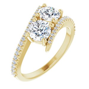 14K Yellow Gold 5.5 mm Round Two-Stone Accented Engagement Ring. 123077:256:P