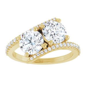 14K Yellow Gold 6.5 mm Round Two-Stone Accented Engagement Ring. 123077:301:P