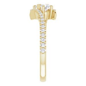 14K Yellow Gold 3.4 mm Round Two-Stone Accented Engagement Ring. 123077:136:P