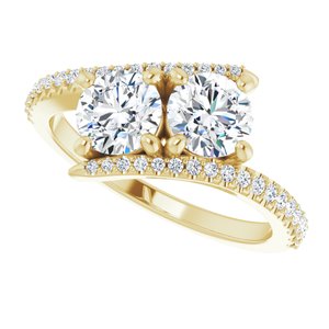 14K Yellow Gold 5.5 mm Round Two-Stone Accented Engagement Ring. 123077:256:P